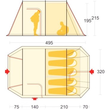 Tente de camping familiale Ferrino Chanty 5 - Tente de camping 5 places