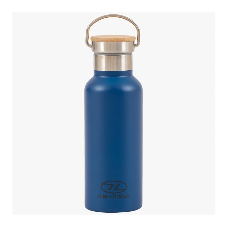 Bouteille isotherme Highlander Campsite bottle blue en aluminium à double paroi.