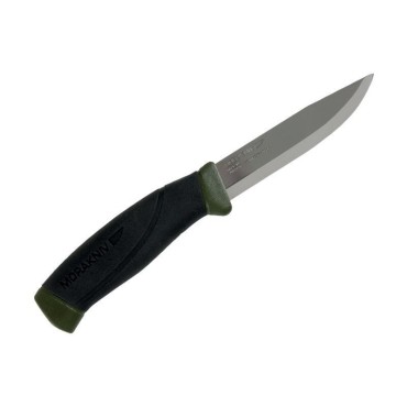 Couteau bushcraft Morakniv Companion noir kaki en acier inoxydable.