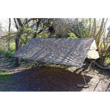 Tarp DD Hammocks 3x3 M MC Camouflage pour bushcraft et bivouac léger