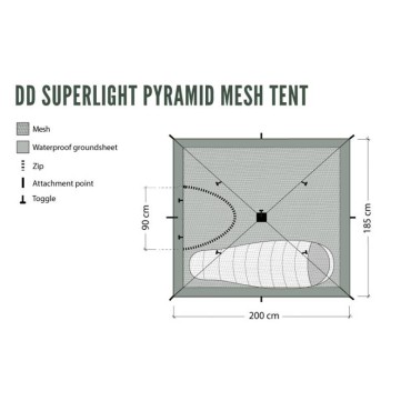 Tente moustiquaire DD Hammocks  Superlight Pyramid Mesh - tente tipi