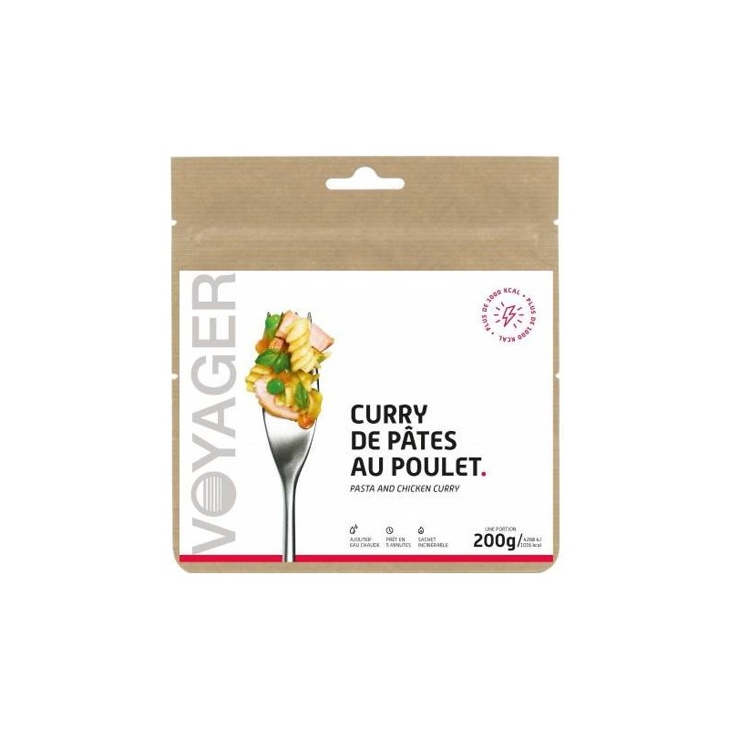 Voyager curry de pâtes au poulet lyophilisé - Achat plat lyophilisé