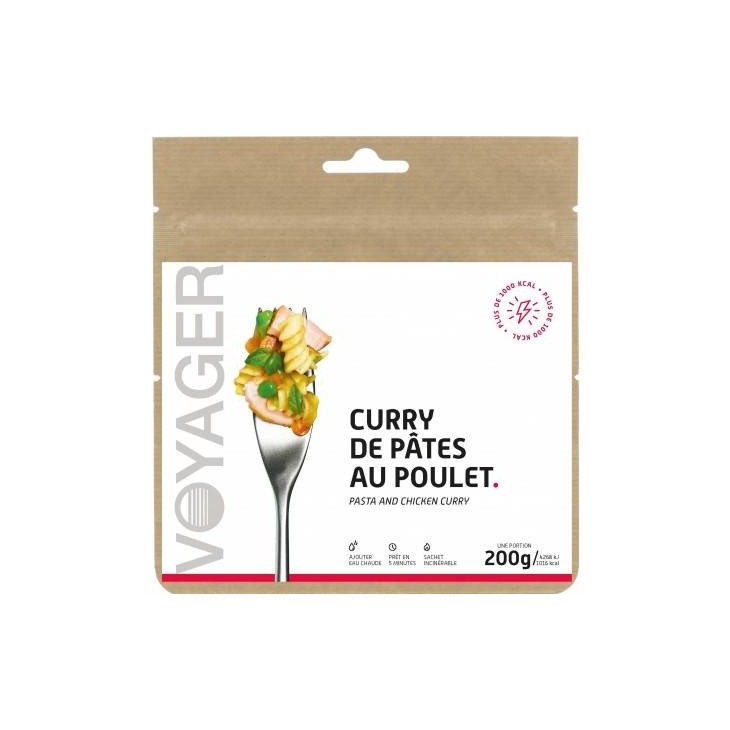 Voyager curry de pâtes au poulet lyophilisé - Achat plat lyophilisé