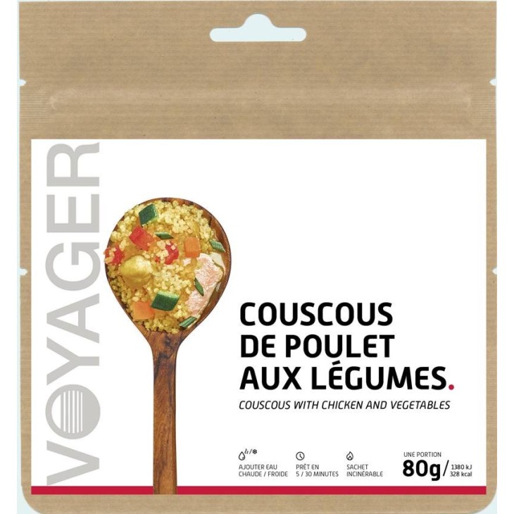 Couscous au poulet lyophilisé 80 g - Voyager - Achat de plats lyophilisés