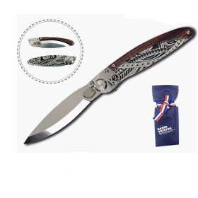 Couteau bois décor polynesien de K2 - Achat de couteau de poche