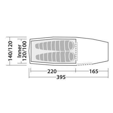 Tente de randonnée légère Robens Pioneer 2EX 2 personnes grande abside