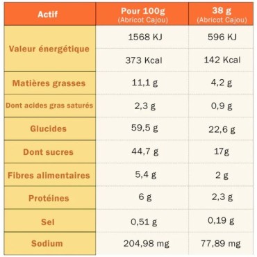 Barre énergétique BIO abricot cajou de TA - Achat nutrition de rando