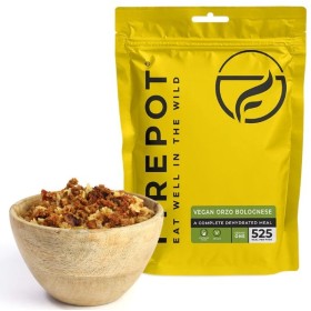 Firepot's dehydratisiertes Gericht Veggie-Bolognese-Nudeln mit Soja