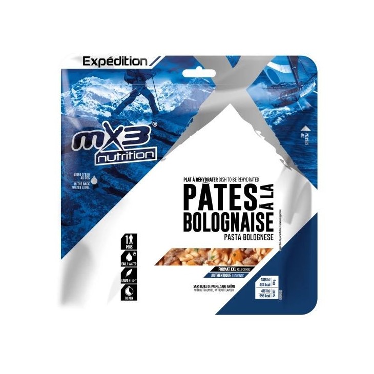 Pâtes bolognaises lyophilisées MX3 double portion 1000 Kcal