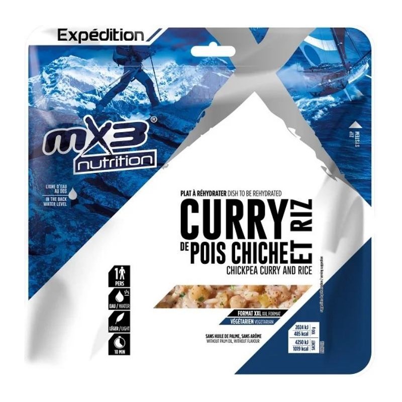 Curry de pois chiche et riz lyophilisé MX3 double portion 1000 kcal