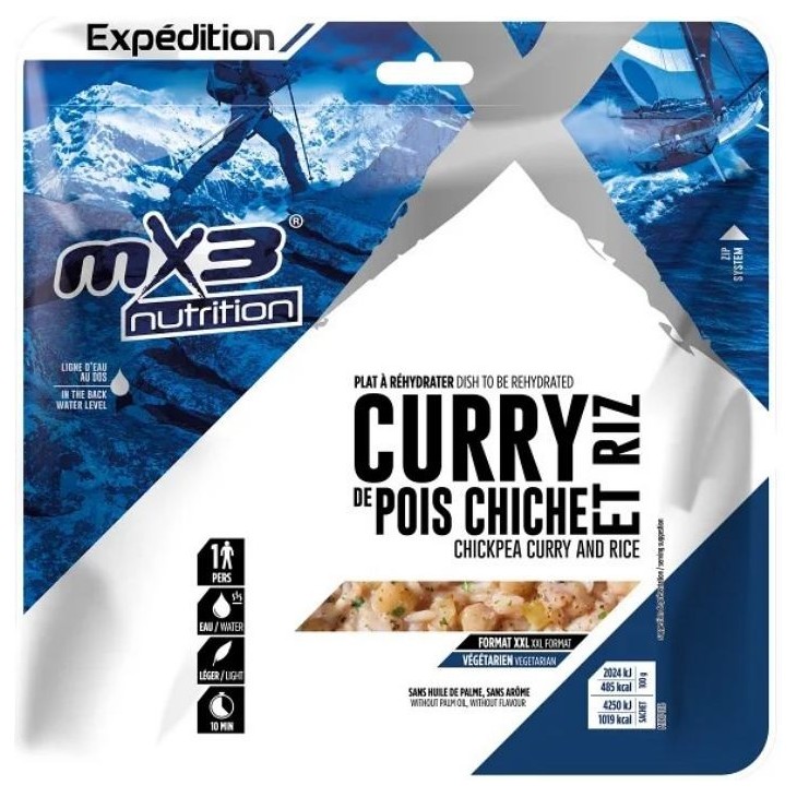 Curry de pois chiche et riz lyophilisé MX3 double portion 1000 kcal