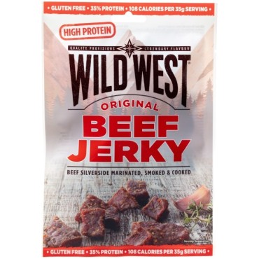 Sachet 60gr de beef jerky de Wild West - achat de morceaux de viande de boeuf séchée