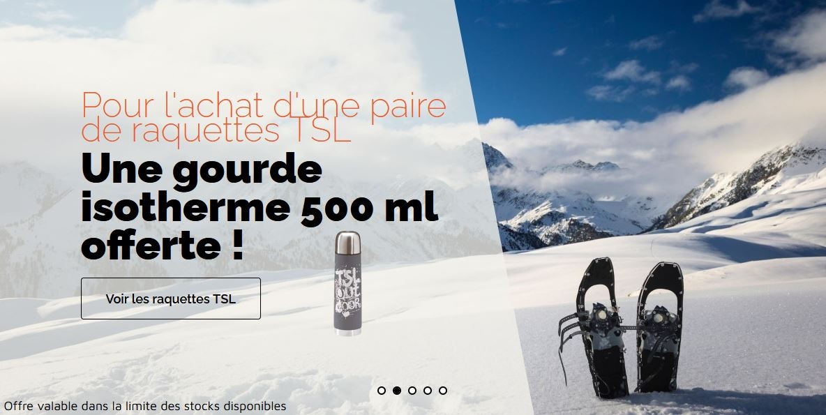 Offre du mois : Une gourde isotherme offerte pour l'achat d'une paire de raquettes TSL